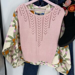 Vintage 100% cotton Light Pink Knit Sweater S